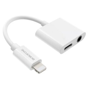 Adaptor Audio Lightning - Lightning / 3.5mm Borofone BV12, Alb