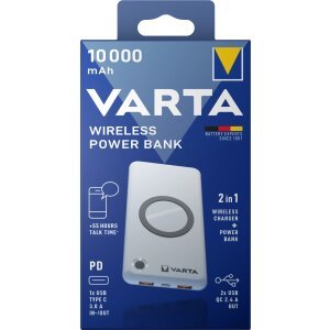 Baterie Externa Wireless Varta, 10000mAh, 18W, QC + PD, 2 x USB-A - 1 x USB-C, Argintie