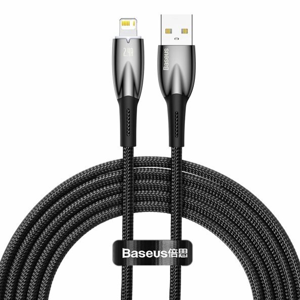Cablu Date si Incarcare USB-A - Lightning Baseus Glimmer Series, 20W, 2m, Negru 