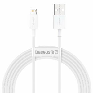 Cablu Date si Incarcare USB-A - Lightning Baseus Superior, 20W, 2m, Alb CALYS-C02
