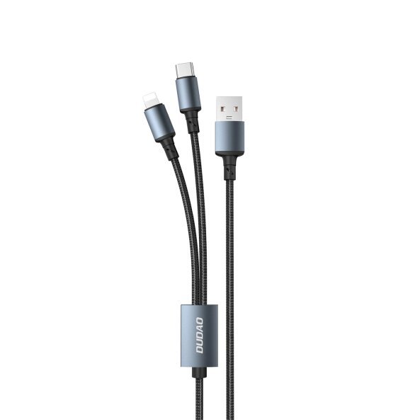Cablu Date si Incarcare USB-A - Lightning / USB-C Dudao TGL2, 1.2m, Negru 