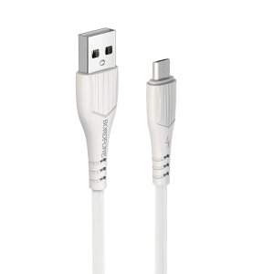 Cablu Date si Incarcare USB-A - microUSB Borofone BX37 Wieldy, 18W, 1m, Alb