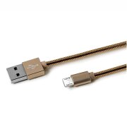 Cablu Date si Incarcare USB-A - microUSB Celly Metalic, 18W, 1m, Auriu USBMICROSNAKEGD