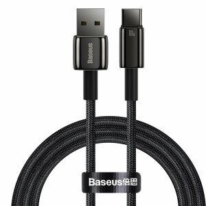 Cablu Date si Incarcare USB-A - USB-C Baseus Tungsten, 100W, 1m, Negru CAWJ000001 