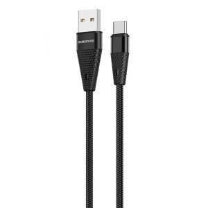 Cablu Date si Incarcare USB-A - USB-C Borofone BU10 Pineapple, 18W, 1.2m, Negru