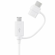 Cablu Date si Incarcare USB-A - USB-C / microUSB Samsung, 18W, 1.5m, Alb EP-DG930DWEGWW