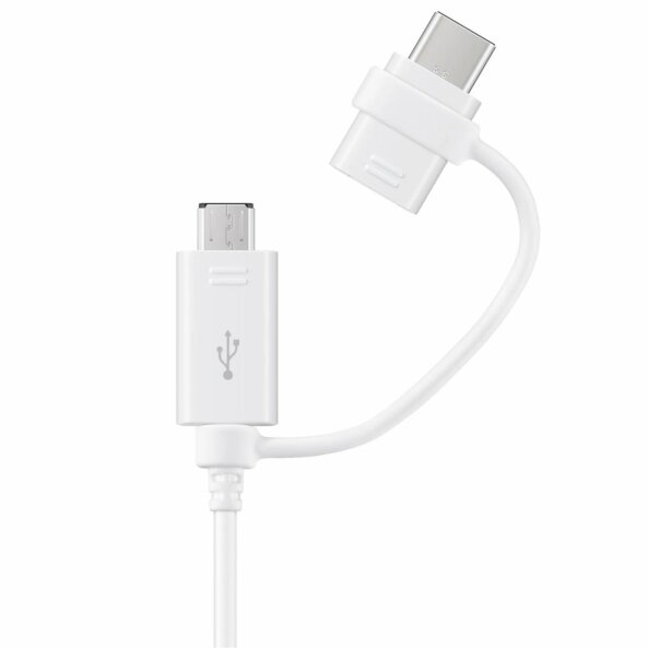 Cablu Date si Incarcare USB-A - USB-C / microUSB Samsung, 18W, 1.5m, Alb EP-DG930DWEGWW
