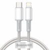 Cablu Date si Incarcare USB-C - Lightning Baseus, 20W, 2m, Alb CATLGD-A02