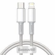 Cablu Date si Incarcare USB-C - Lightning Baseus, 20W, 2m, Alb CATLGD-A02
