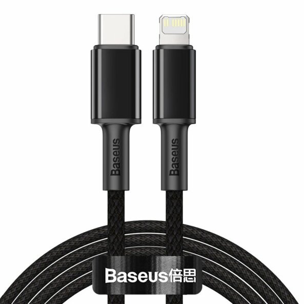 Cablu Date si Incarcare USB-C - Lightning Baseus High Density Braided, 20W, 2m, Negru