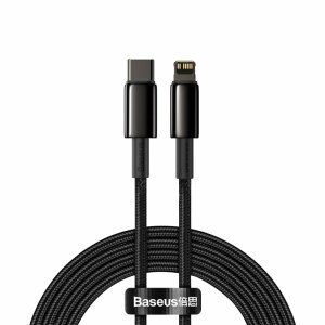 Cablu Date si Incarcare USB-C - Lightning Baseus Tungsten, 20W, 2m, Negru CATLWJ-A01