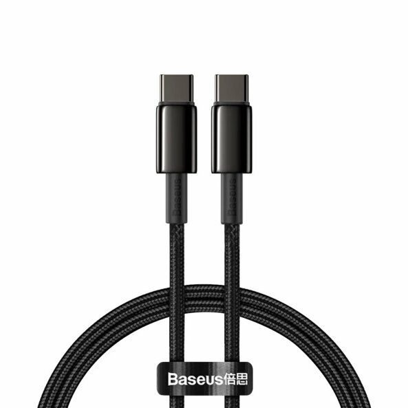 Cablu Date si Incarcare USB-C - USB-C Baseus, 100W, 1m, Negru CATWJ-01