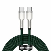 Cablu Date si Incarcare USB-C - USB-C Baseus Cafule Series Metal, 100W, 2m, Verde CATJK-D06 