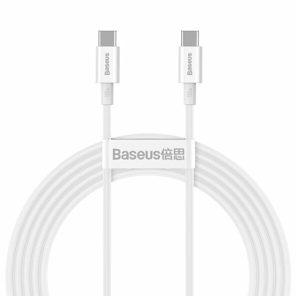 Cablu Date si Incarcare USB-C - USB-C Baseus Superior, 100W, 2m, Alb CATYS-C02