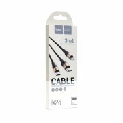 Cablu Incarcare USB-A - Lightning / microUSB / USB-C HOCO X26 Xpress, 18W, 1m, Auriu