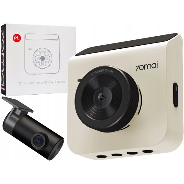 Camera Auto Fata Spate Xiaomi 70mai Dash Cam A400, 2K, Wi-Fi, Afisaj 2inch, Bej