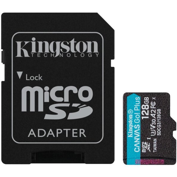 Card Memorie microSDXC Kingston Canvas Go Plus, 128Gb, Clasa 10 / UHS-1 U3, Cu Adaptor SDCG3/128GB 