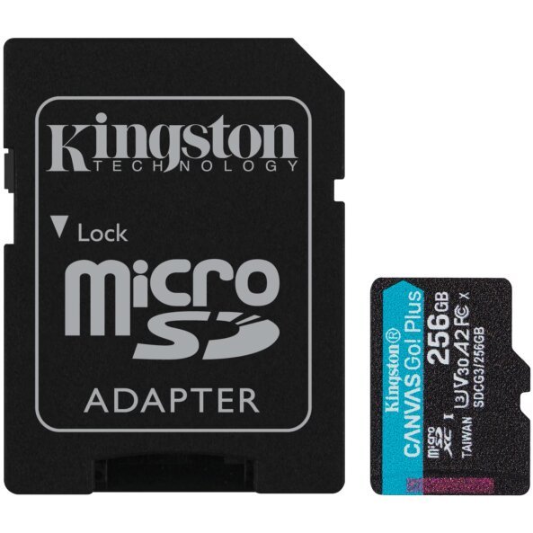 Card Memorie microSDXC Kingston Canvas Go Plus, 256Gb, Clasa 10 / UHS-1 U3, Cu Adaptor SDCG3/256GB 