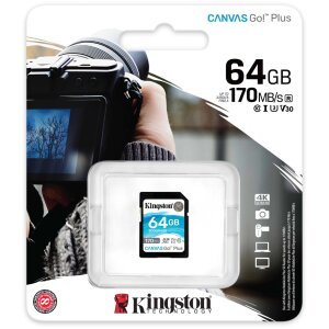 Card Memorie SDXC Kingston Canvas Go Plus, 64Gb, Clasa 10 / UHS-1 U3 SDG3/64GB 