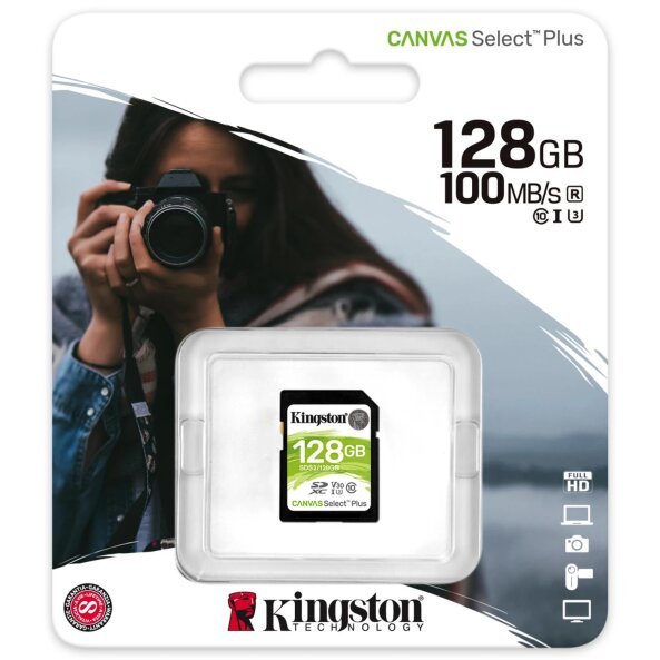 Card Memorie SDXC Kingston Canvas Select Plus, 128Gb, Clasa 10 / UHS-1 U1 SDS2/128GB-SD 