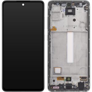 Display cu Touchscreen Samsung Galaxy A52 5G A526 / A52 A525, cu Rama, Alb, Service Pack GH82-25754D