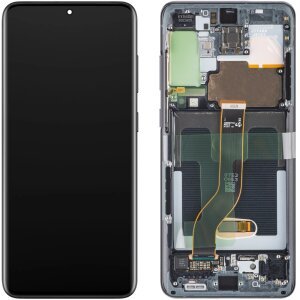 Display cu Touchscreen Samsung Galaxy S20+ 5G G986 / S20+ G985, cu Rama, Negru, Service Pack GH82-31441A 