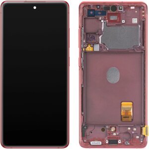 Display cu Touchscreen Samsung Galaxy S20 FE G780, cu Rama, Rosu, Service Pack GH82-24219E