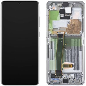 Display cu Touchscreen Samsung Galaxy S20 Ultra 5G G988 / S20 Ultra G988, Alb (Cloud White), Service Pack GH82-22271C