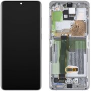 Display cu Touchscreen Samsung Galaxy S20 Ultra 5G G988 / S20 Ultra G988, cu Rama, Alb, Service Pack GH82-26032C