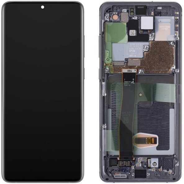 Display cu Touchscreen Samsung Galaxy S20 Ultra 5G G988 / S20 Ultra G988, cu Rama, Gri, Service Pack GH82-26032B
