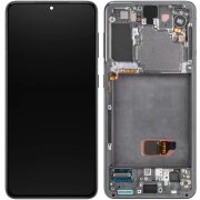 Display cu Touchscreen Samsung Galaxy S21 5G G991, cu Rama, Gri, Service Pack GH82-27256A