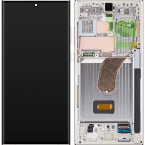 Display cu Touchscreen Samsung Galaxy S23 Ultra S918, cu Rama, Alb (Cream), Service Pack GH82-30466B