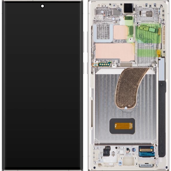 Display cu Touchscreen Samsung Galaxy S23 Ultra S918, cu Rama, Alb (Cream), Service Pack GH82-30466B