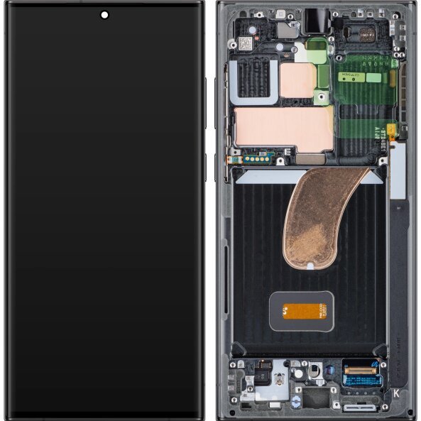 Display cu Touchscreen Samsung Galaxy S23 Ultra S918, cu Rama, Negru (Phantom Black), Service Pack GH82-30466A