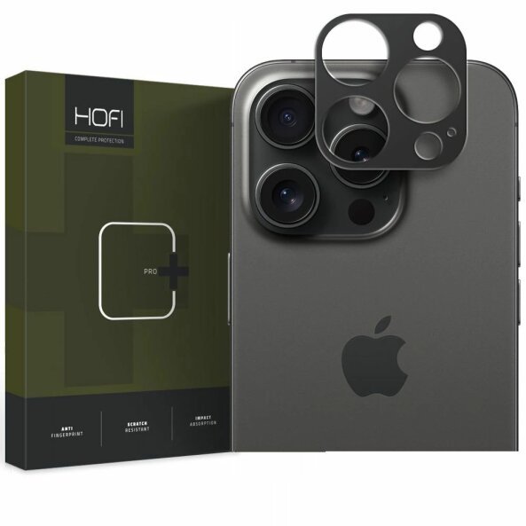 Folie de protectie Camera spate HOFI ALUCAM PRO+ pentru Apple iPhone 15 Pro Max / 15 Pro, Sticla Securizata, Full Glue, Neagra