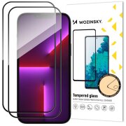 Folie de protectie Ecran WZK pentru Apple iPhone 14 Pro, Sticla securizata, Full Glue, Set 2 bucati, Neagra