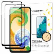 Folie de protectie Ecran WZK pentru Samsung Galaxy A04s A047, Sticla Securizata, Full Glue, Set 2 bucati, Neagra 