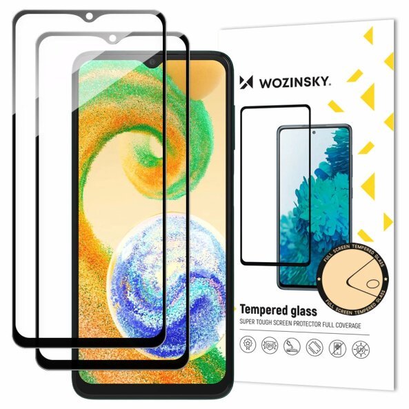 Folie de protectie Ecran WZK pentru Samsung Galaxy A04s A047, Sticla Securizata, Full Glue, Set 2 bucati, Neagra 