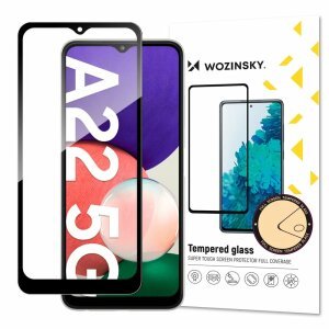 Folie de protectie Ecran WZK pentru Samsung Galaxy A22 5G A226, Sticla securizata, Full Glue, Neagra