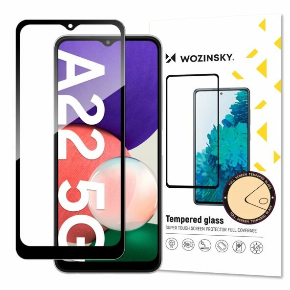 Folie de protectie Ecran WZK pentru Samsung Galaxy A22 5G A226, Sticla securizata, Full Glue, Neagra