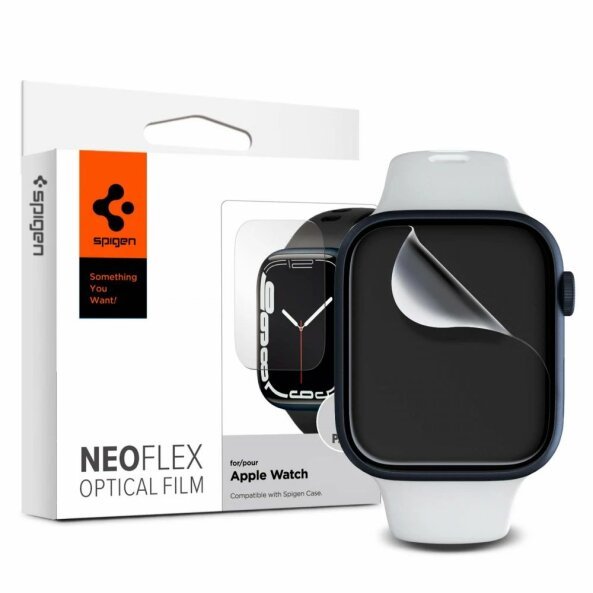 Folie Protectie Spigen Neo Flex pentru Apple Watch 45mm / 44mm / 42mm Series, Plastic, Set 3 bucati, AFL04049
