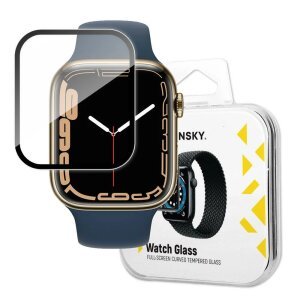 Folie Protectie WZK pentru Apple Watch 45mm Series, Sticla Flexibila, Neagra