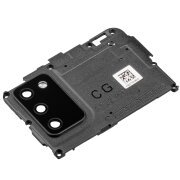 Geam Camera Spate Samsung Galaxy A03s A037, Versiune F, cu Rama, Negru