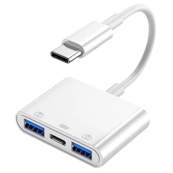 Hub USB-C OEM S-202, 2 x USB-A - 1 x USB-C, Alb 
