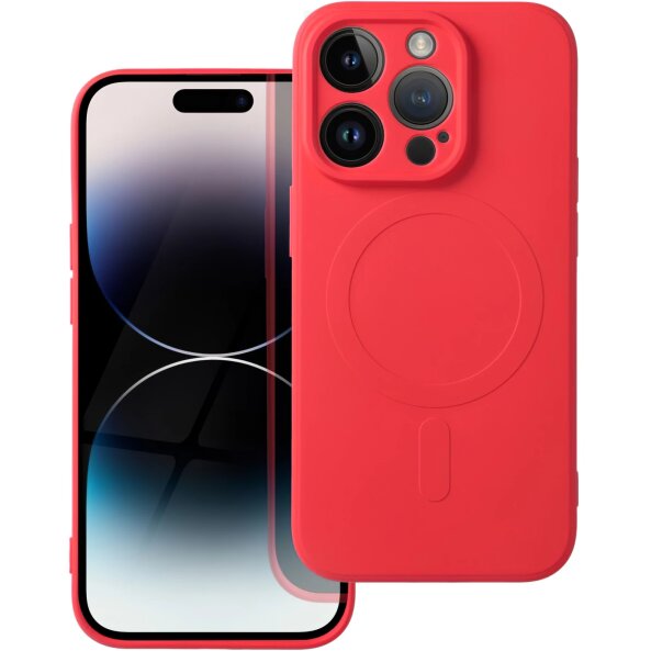 Husa MagSafe pentru Apple iPhone 14 Pro Max, OEM, Silicone Mag, Rosie