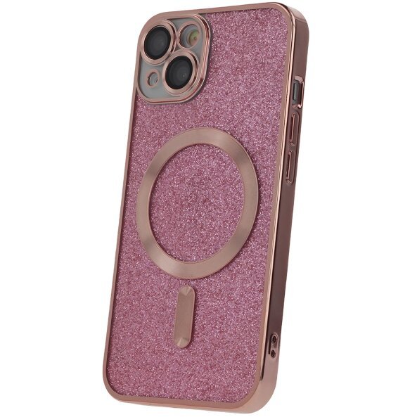 Husa MagSafe pentru Apple iPhone 15 Pro Max, OEM, Glitter Chrome Mag, Roz 