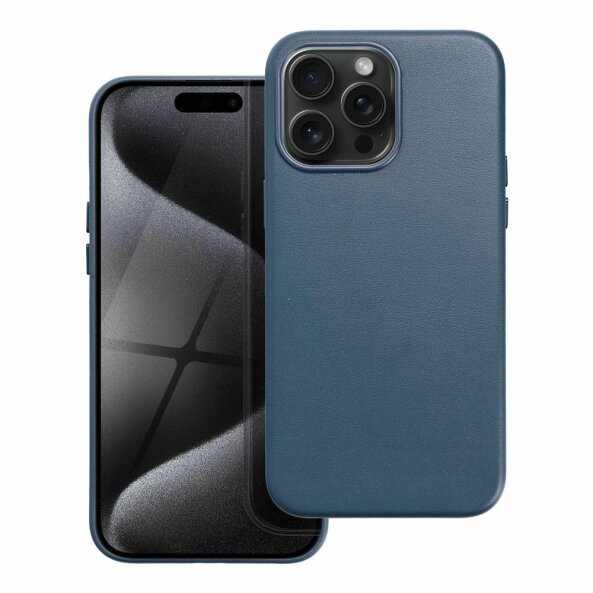 Husa MagSafe pentru Apple iPhone 15 Pro Max, OEM, Leather Mag, Bleumarin 