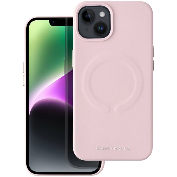 Husa MagSafe pentru Apple iPhone 15 Pro Max, OEM, Roar Leather Mag, Roz 