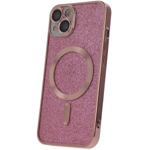 Husa MagSafe pentru Apple iPhone 15 Pro, OEM, Glitter Chrome Mag, Roz 
