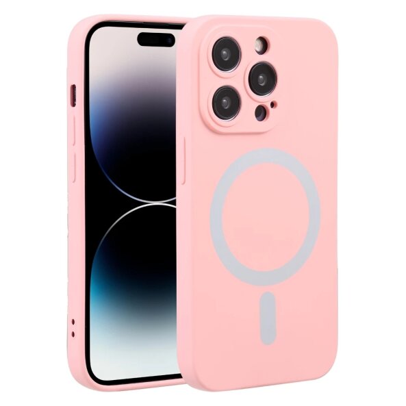 Husa MagSafe pentru Apple iPhone 15 Pro, OEM, Liquid Silicone, Roz 